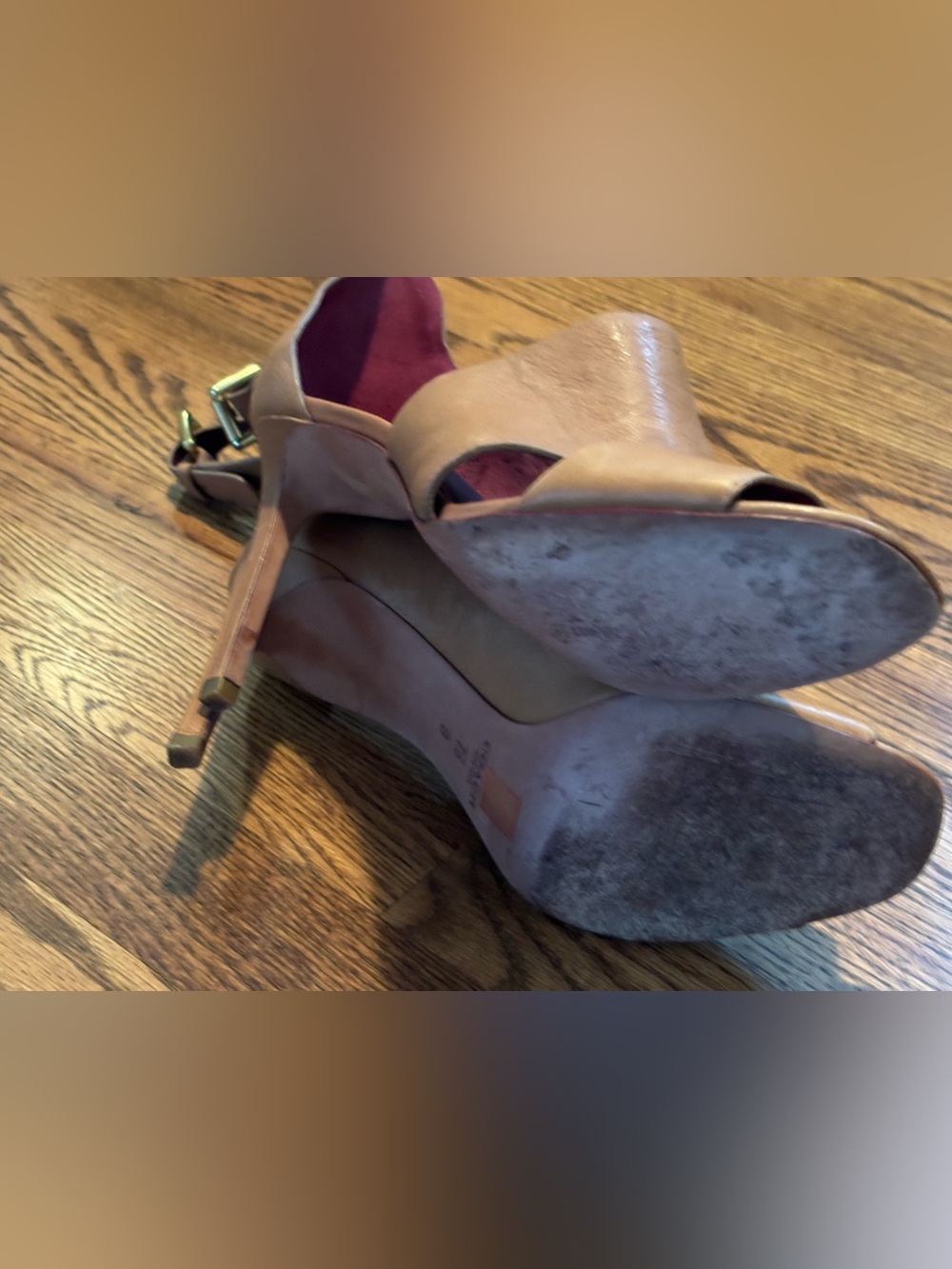 Coach Manhattan Tan Leather Ankle Strap Heels Stilettos Size US 7.5 B - Picture 6 of 11